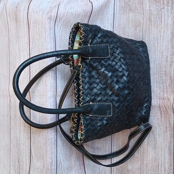 Fossil woven genuine leather handbag. Black. 75082. Vintage. - Picture 3 of 8